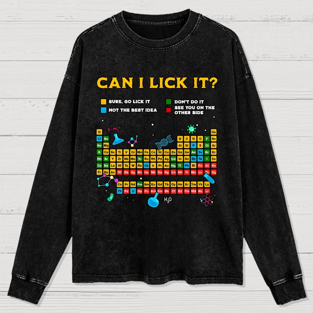 Can I Lick It Periodic Table Washed Long Sleeve Tee
