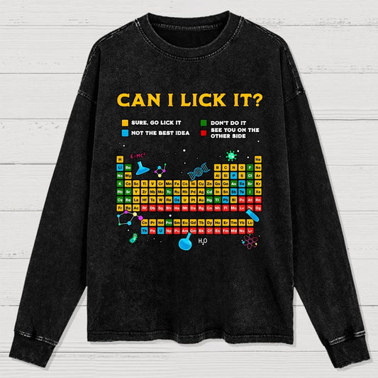 Can I Lick It Periodic Table Washed Long Sleeve Tee