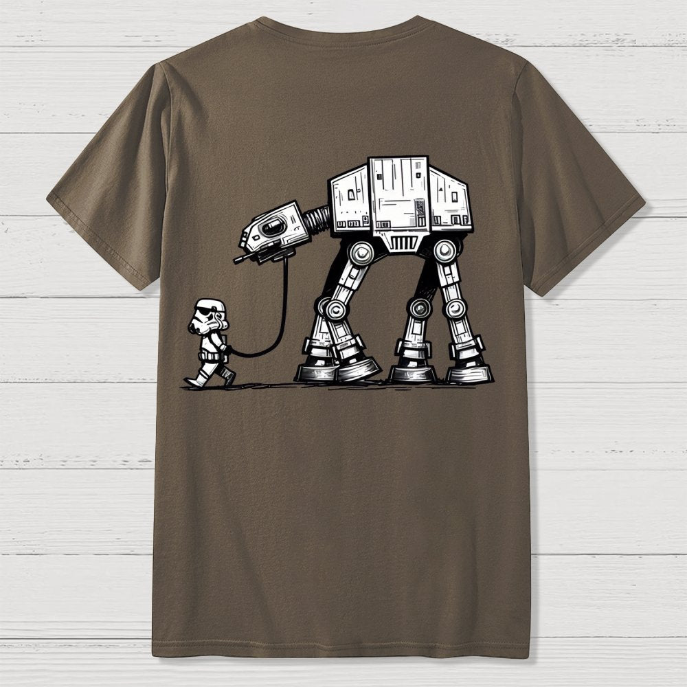 Galactic Robot Dog-Planetary Battles Front And Back Printing Geek T-Shirt