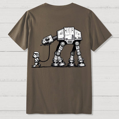 Galactic Robot Dog-Planetary Battles Front And Back Printing Geek T-Shirt