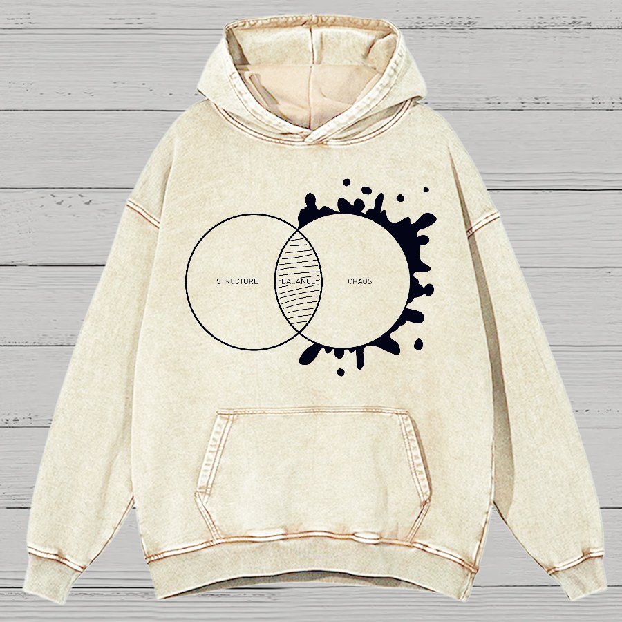 Balance Between Structure and Chaos Geek Vintage Distressed Hoodie