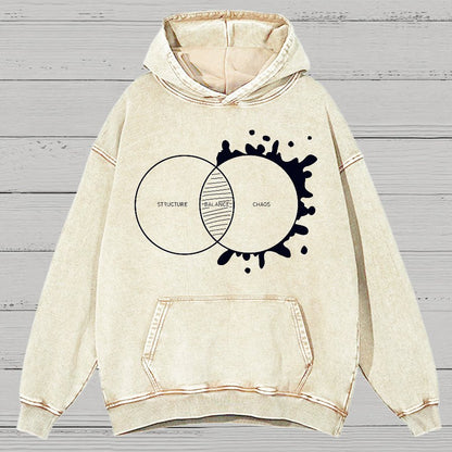 Balance Between Structure and Chaos Geek Vintage Distressed Hoodie