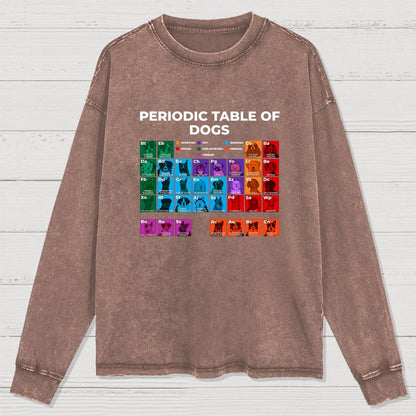 Periodic Table Of Dogs Dog Lover Funny Science Washed Long Sleeve Tee
