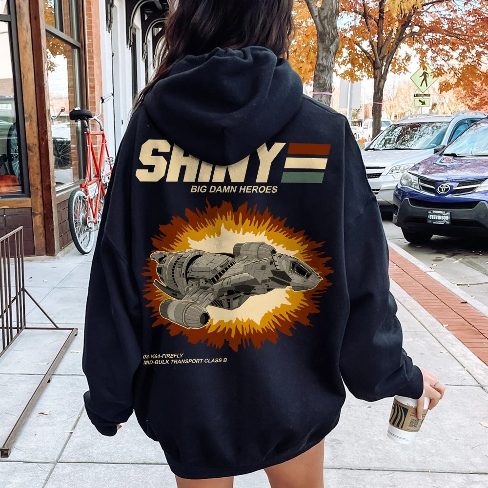 Shiny Heroes Printed Back Cotton Hoodie