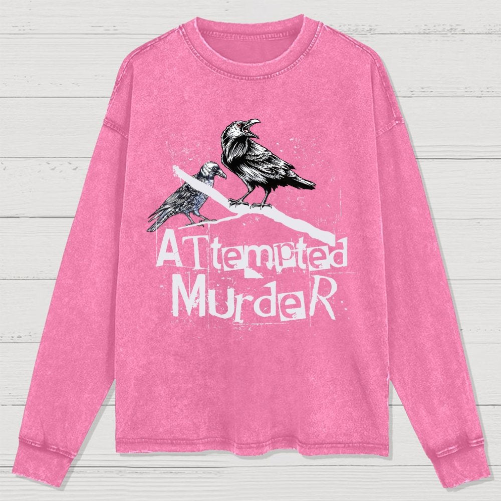 Attempted Murder Crow Washed Long Sleeve Tee