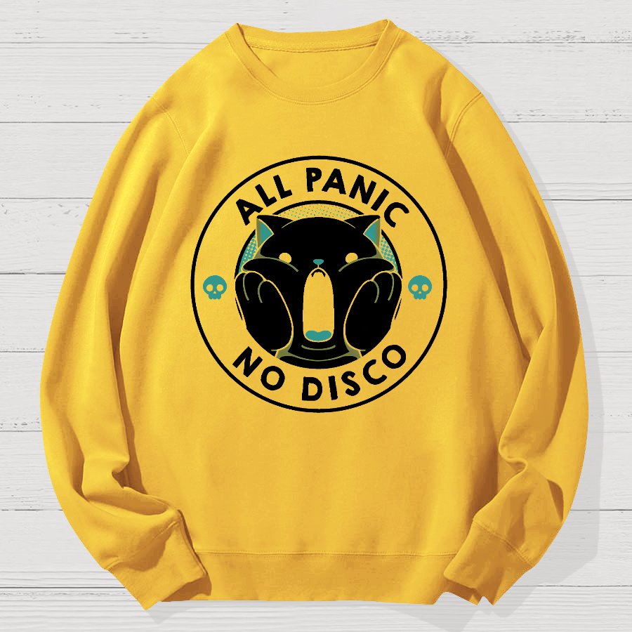 All Panic No Disco Funny Cat Geek Cotton Sweatshirt