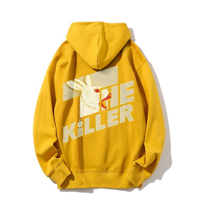 Mysterious Rabbit Printed Back Unisex Cotton Hoodie