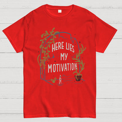 Here Lies My Motivation Funny Geeky T-Shirt