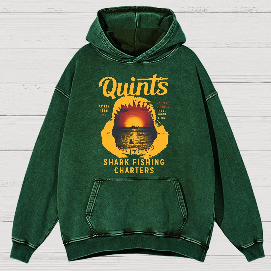 Captain's Shark Fishing Charters Vintage Distressed Hoodie