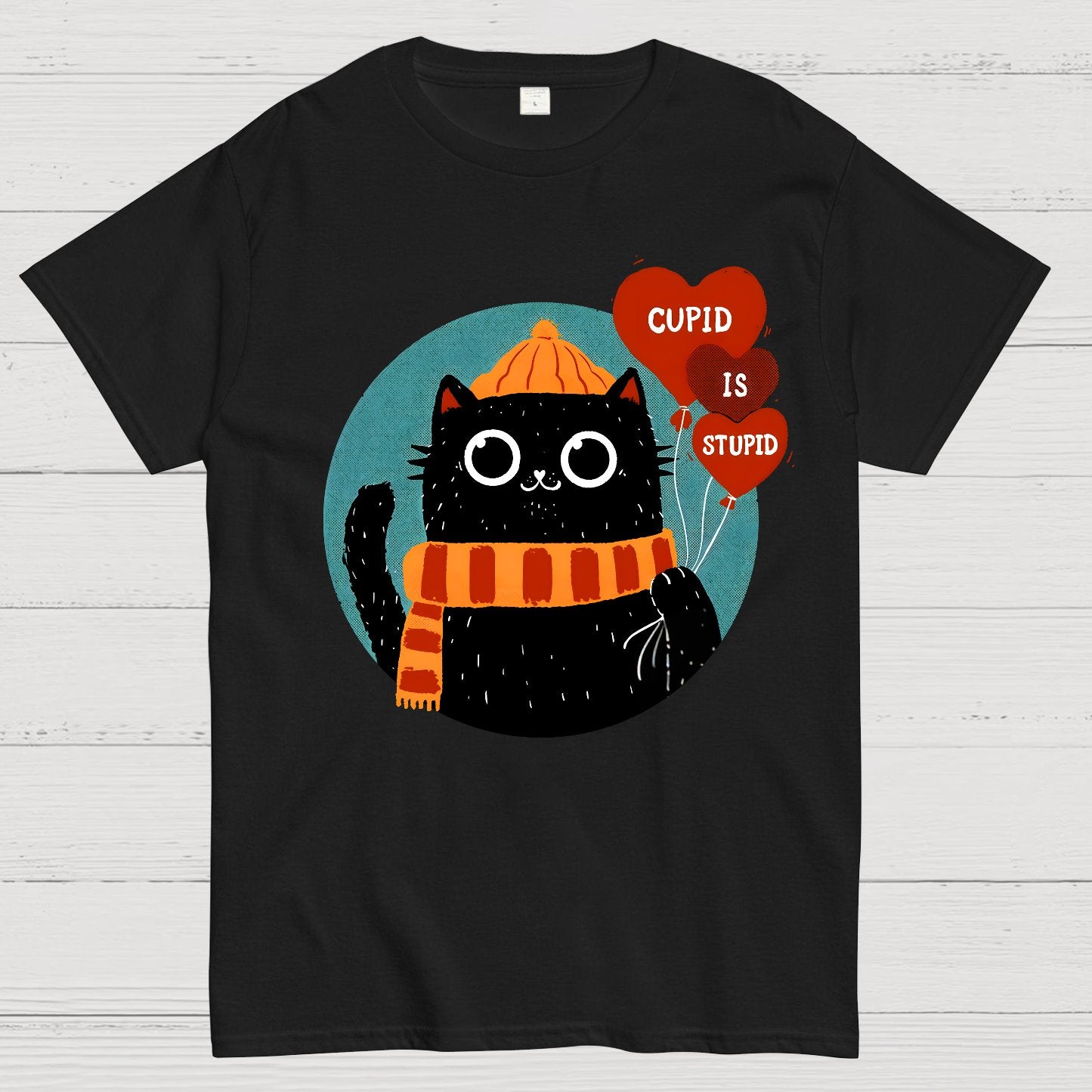 Cupid Is Stupid Funny Cat Geek T-Shirt