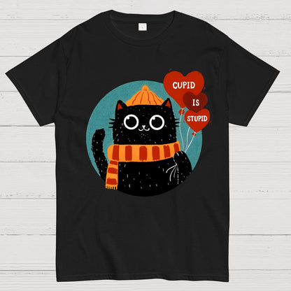 Cupid Is Stupid Funny Cat Geek T-Shirt