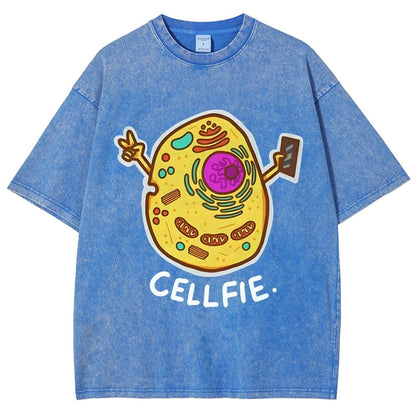 Biology pun Cell-Fie Vintage Distressed T-shirt