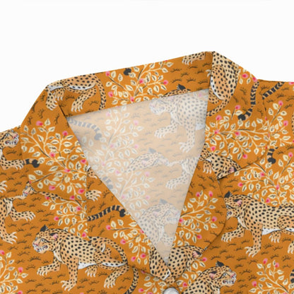 Fall Tiger Art Print Geek Long Sleeve Pajama Set
