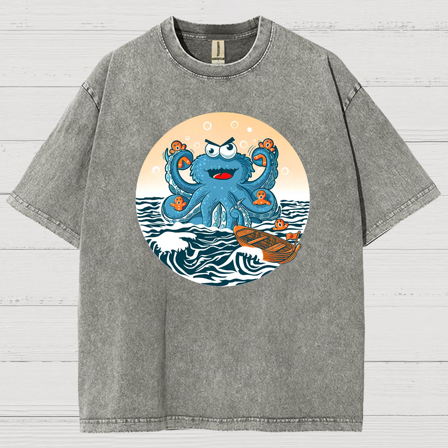 Cookie Kraken Attack Vintage Distressed T-shirt