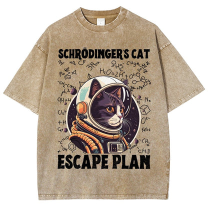 Funny Schrödinger's Cat Escape Plan Science Vintage Distressed T-shirt