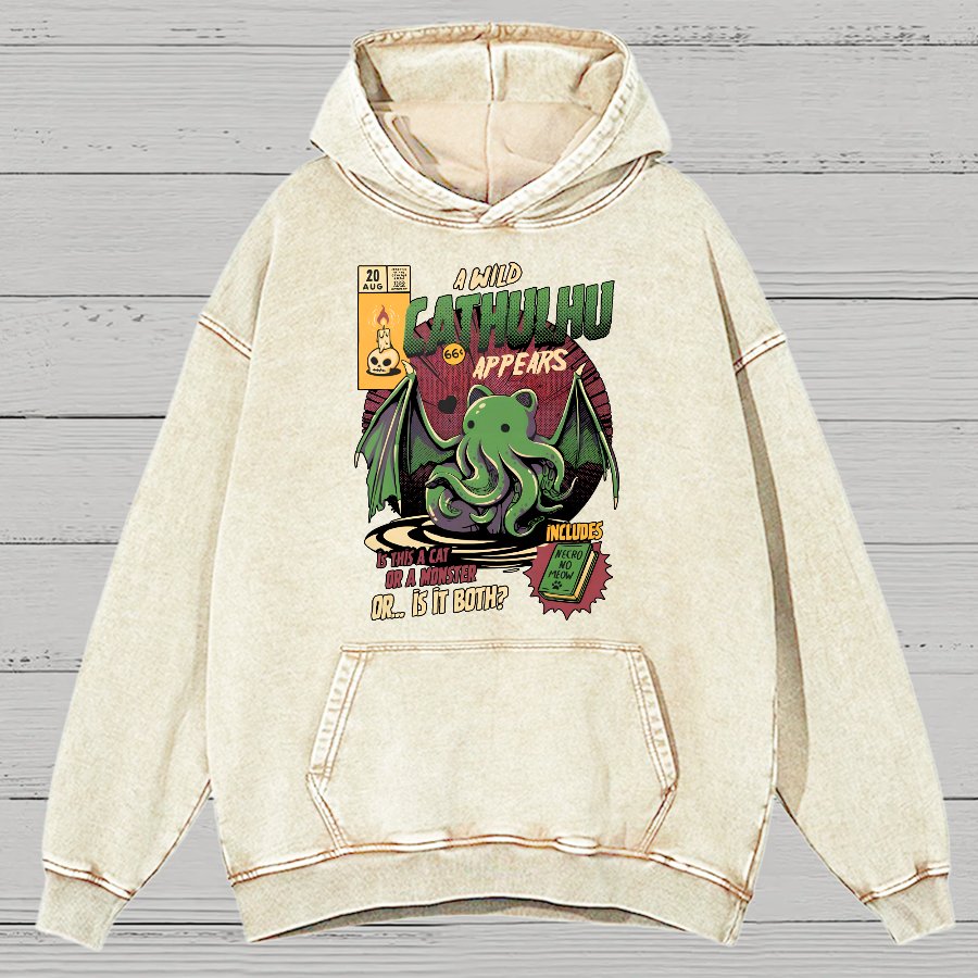 Cathulhu Round Vintage Distressed Hoodie