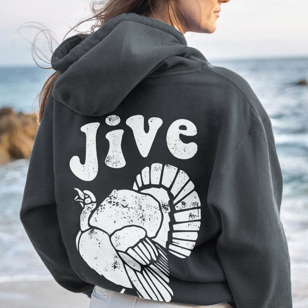 Jive Turkey Printed Back Unisex Cotton Hoodie