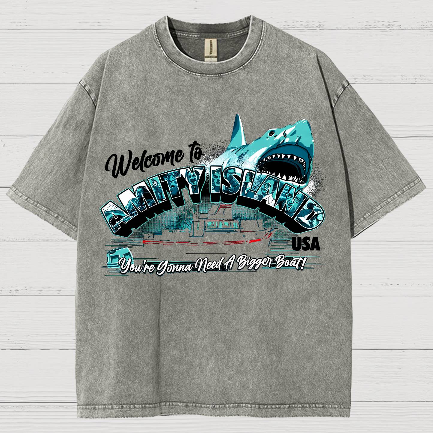 Great White Shark Vintage Distressed T-shirt