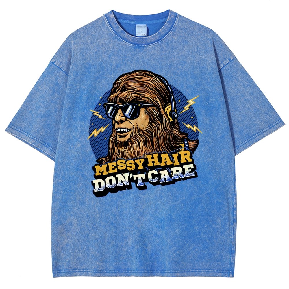 Messy Hair Don't Care Vintage Distressed T-shirt