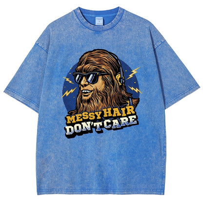 Messy Hair Don't Care Vintage Distressed T-shirt