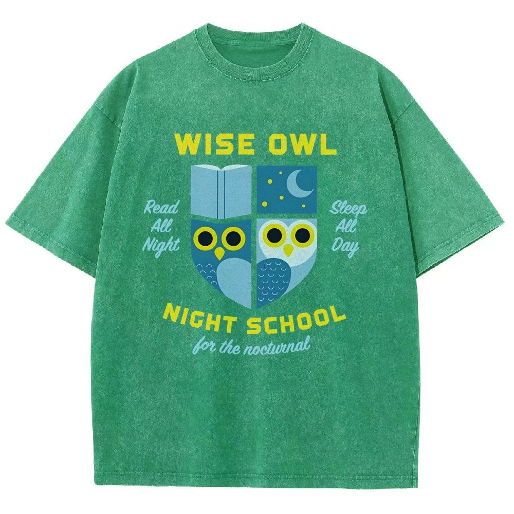 Wise Owl Night School Vintage Distressed T-shirt