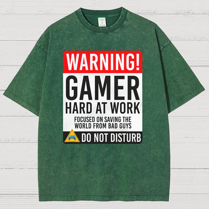 Warning Gamer Hard At Work - Geek Gamer Vintage Distressed T-shirt