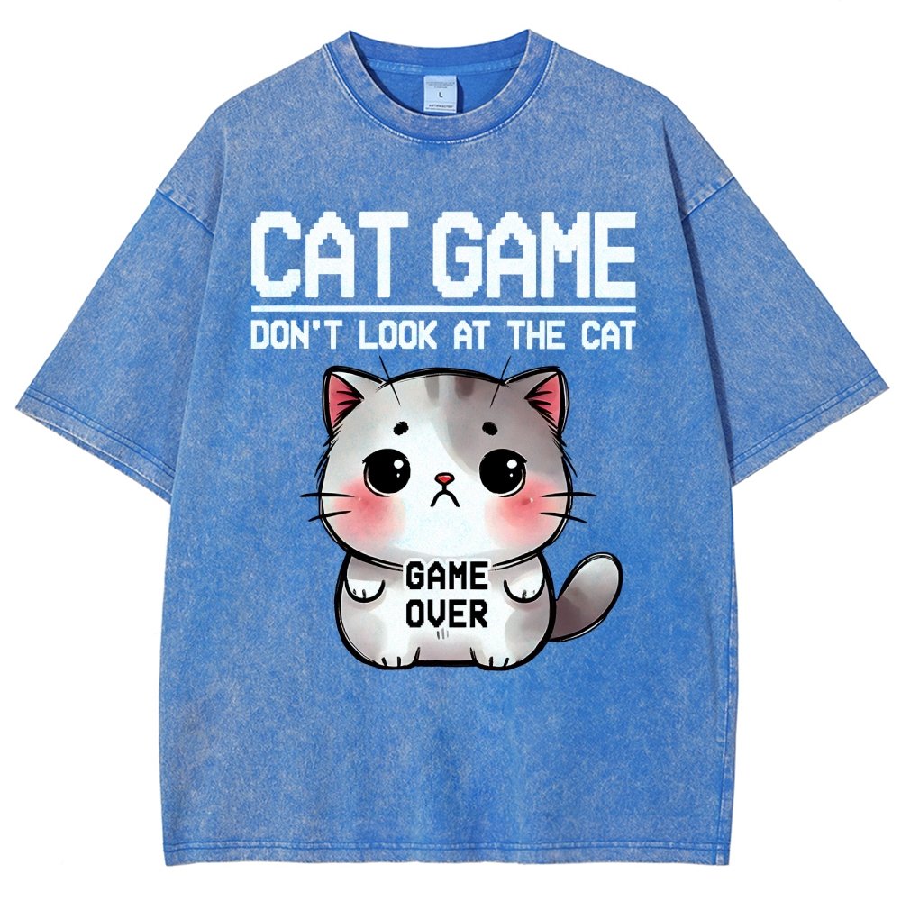Funny Cat Game-Game Over Vintage Distressed T-shirt