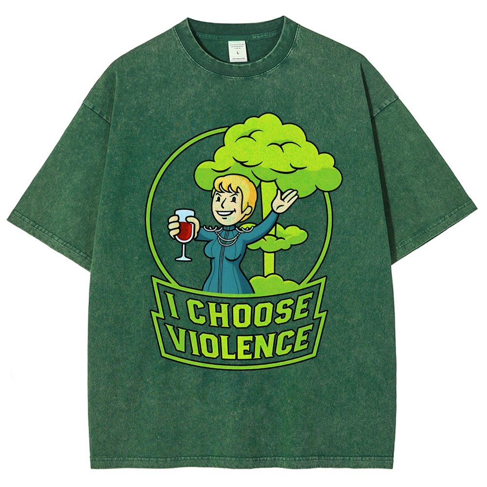 I Choose Violence & Green Atomic Vintage Distressed T-shirt
