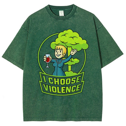 I Choose Violence & Green Atomic Vintage Distressed T-shirt