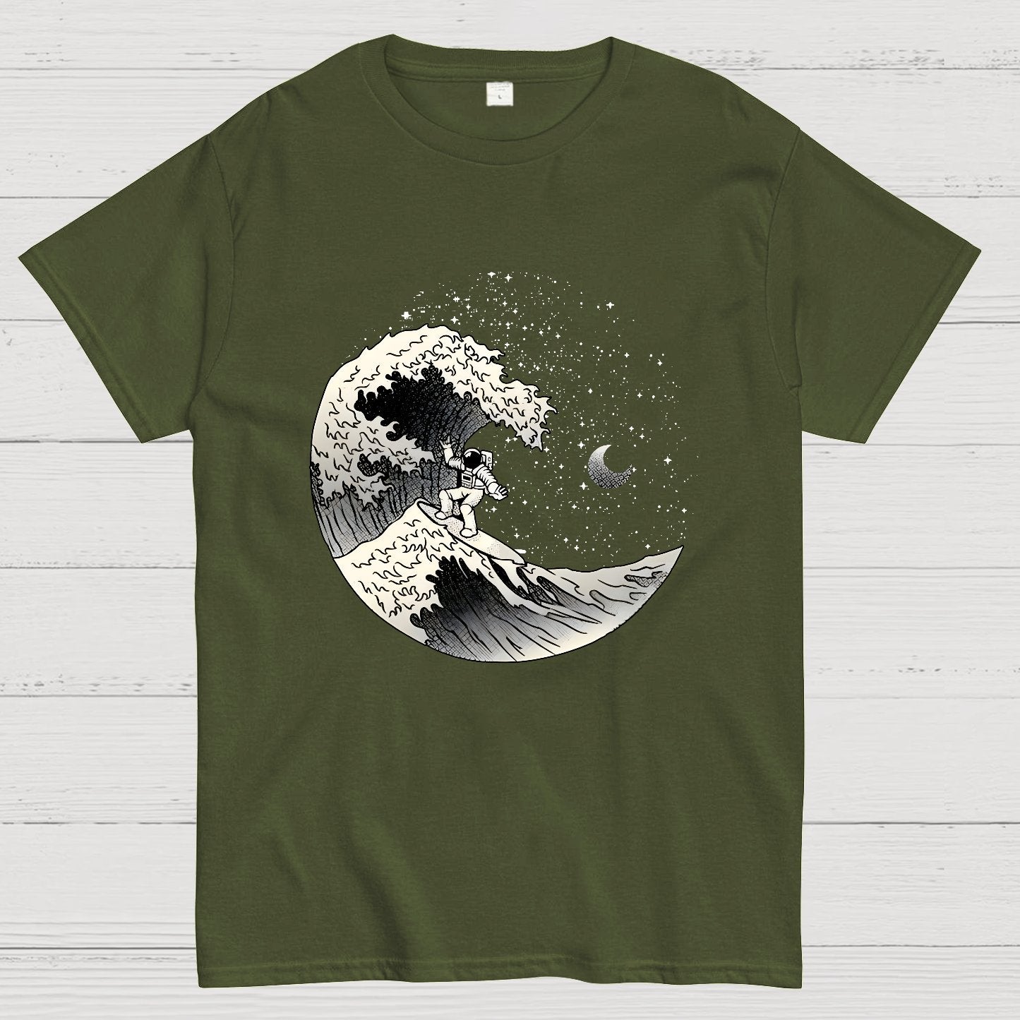 Astronaut Surfing Kanagawa Wave by Tobe Fonseca Geek T-Shirt