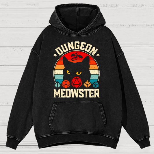 Dungeon Meowster Vintage Distressed Hoodie
