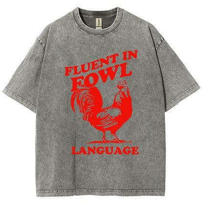 Chicken Turkey Fluent In Fowl Language Vintage Distressed T-shirt