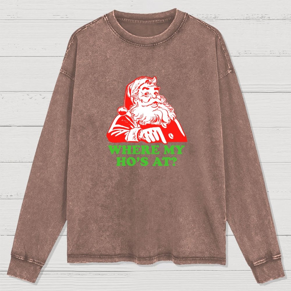 Ho Ho Ho Christmas Washed Long Sleeve Tee