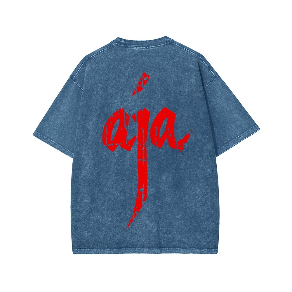 Aja Front And Back Printing Washed T-shirt
