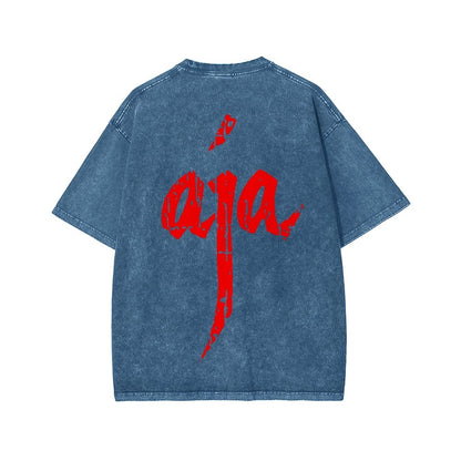 Aja Front And Back Printing Washed T-shirt