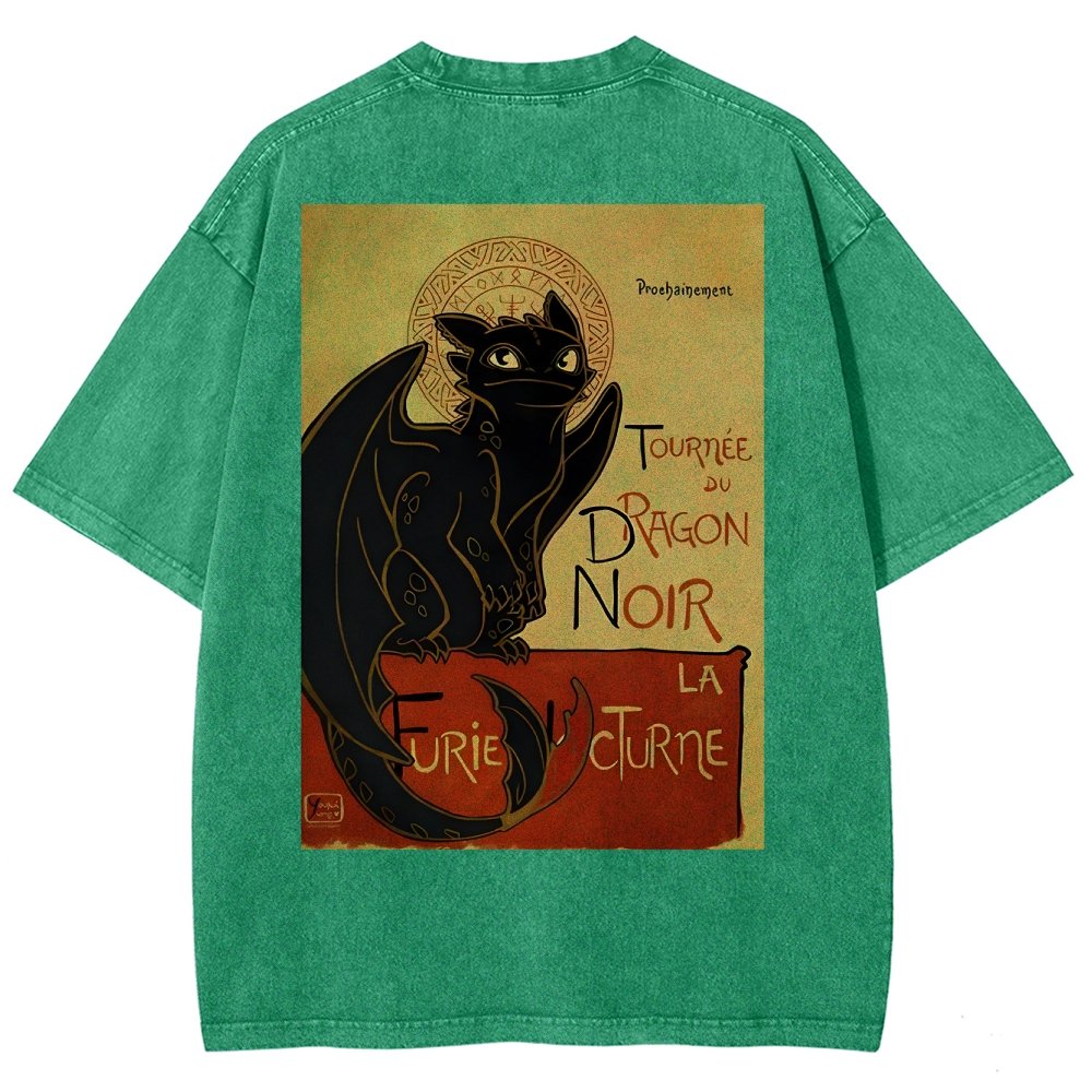Le Dragon Noir Back Washed T-Shirt