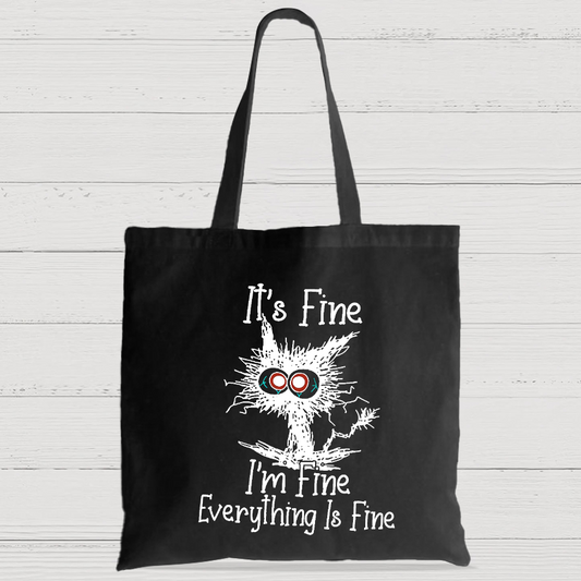 Funny Cat I Am Fine Casual Classic Canvas Bag