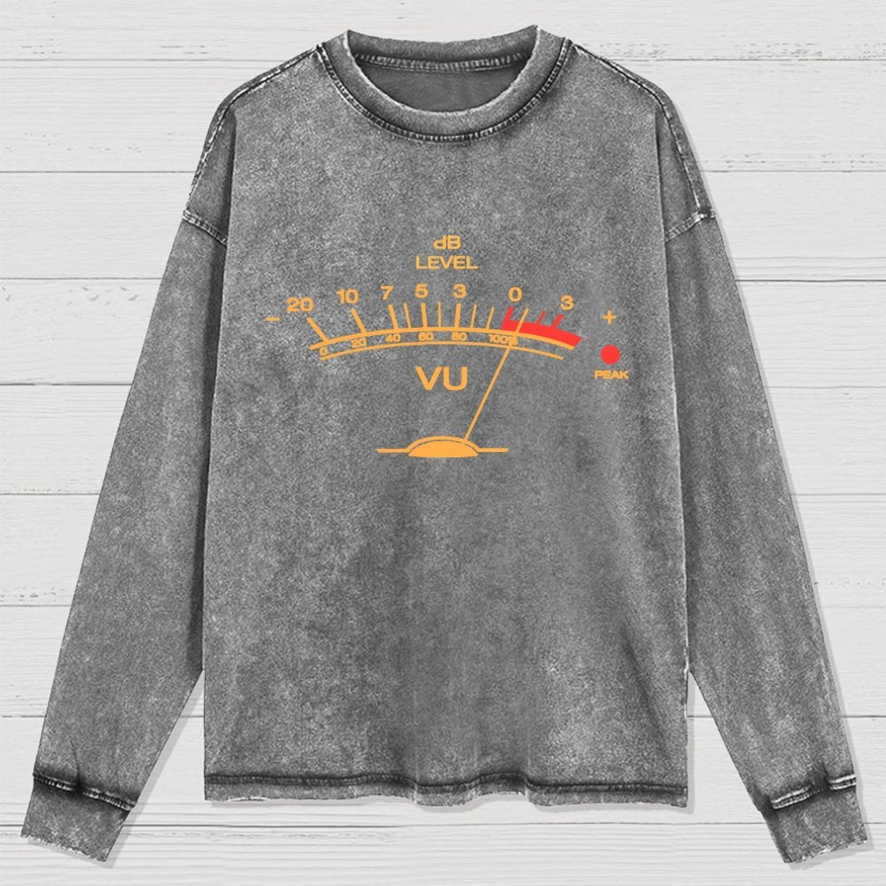 Volume VU Meter Vintage Audio Engineer Washed Long Sleeve Tee