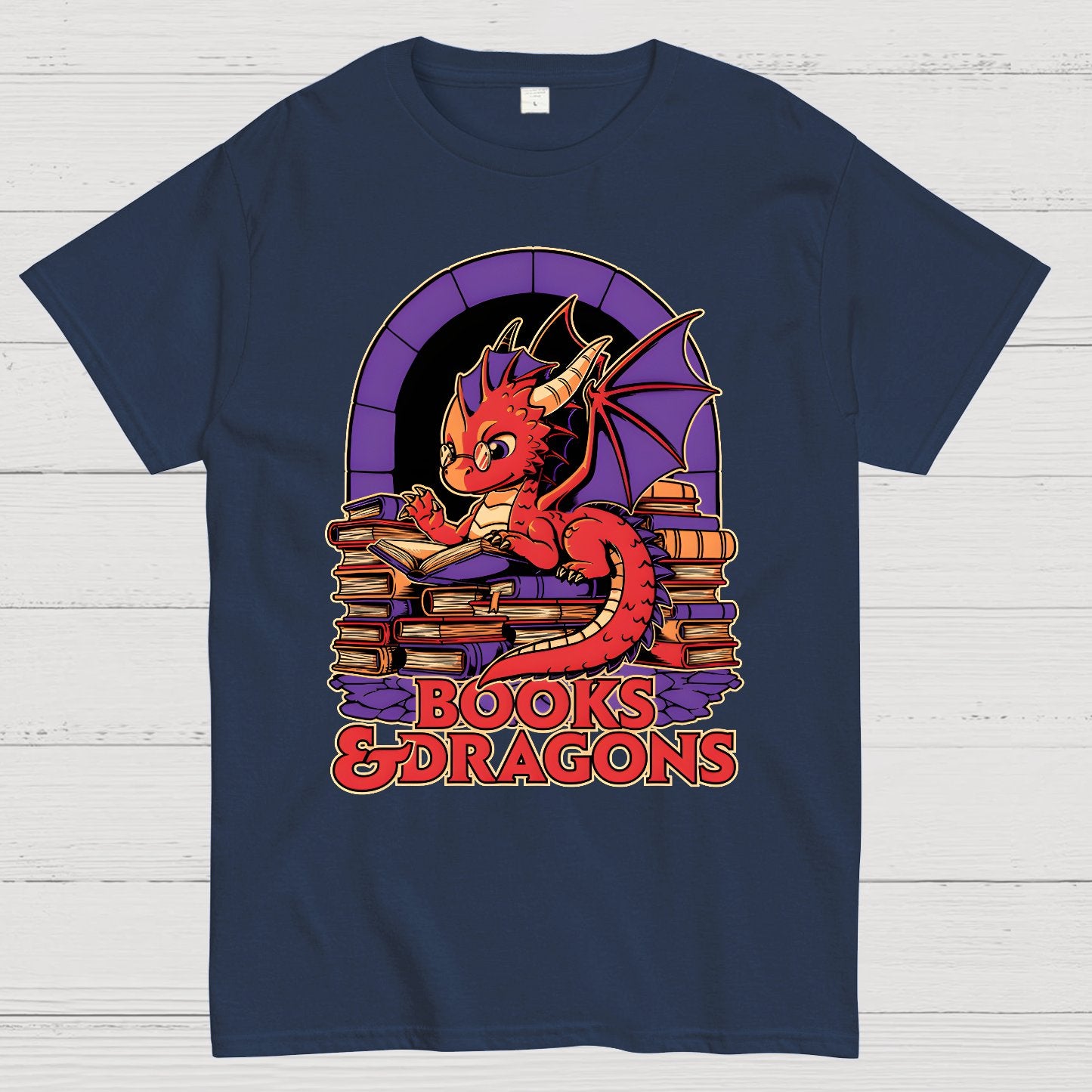 Books and Dragons Geek T-Shirt