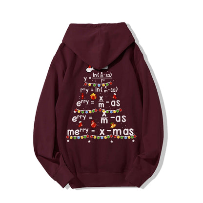 Christmas Math Printed Back Unisex Cotton Hoodie