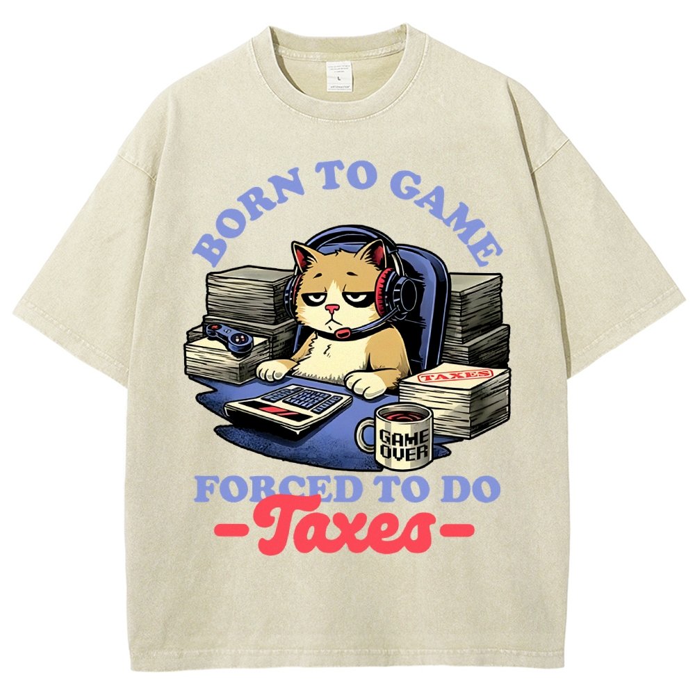 Cat Gamer Taxes Vintage Distressed T-shirt