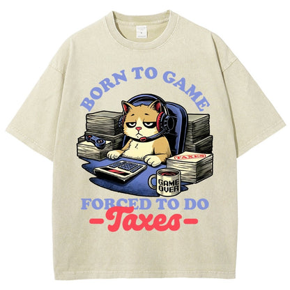 Cat Gamer Taxes Vintage Distressed T-shirt