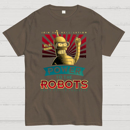 Power To The Robots Geek T-Shirt