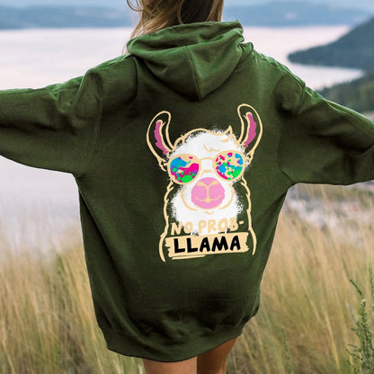 No probllama Printed Back Unisex Cotton Hoodie