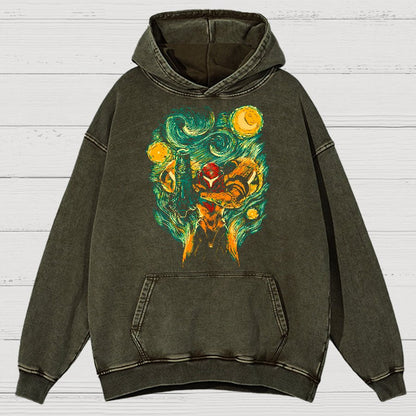 Cosmic Hunter Vintage Distressed Hoodie