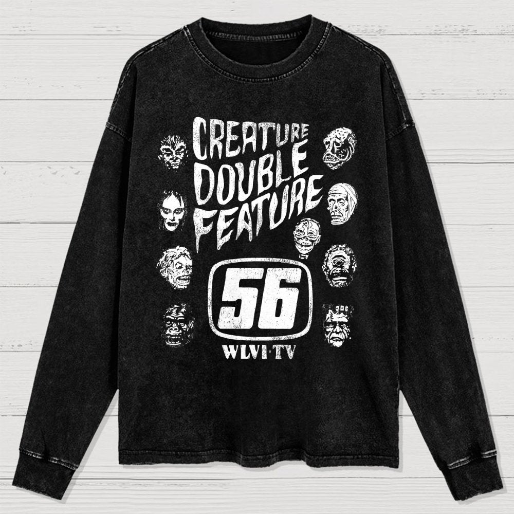 Creature Double Feature Classic Monsters Washed Long Sleeve Tee