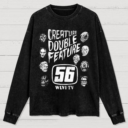 Creature Double Feature Classic Monsters Washed Long Sleeve Tee