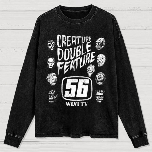 Creature Double Feature Classic Monsters Washed Long Sleeve Tee