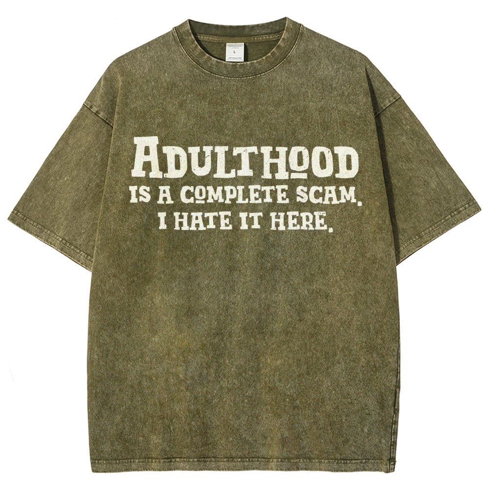 Adulthood Is A Scam Vintage Distressed T-shirt