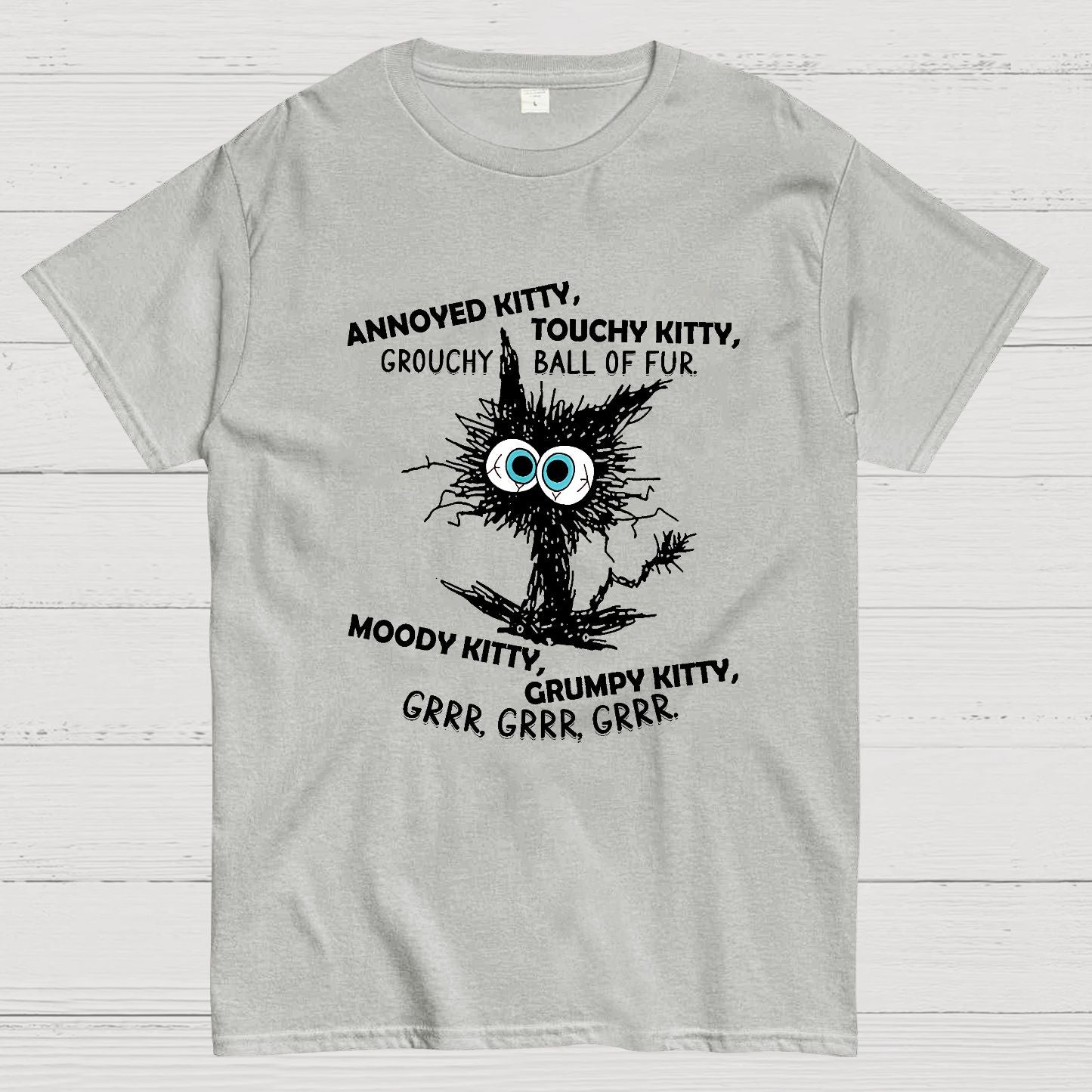 Annoyed Kitty Touchy Kitty Grouchy Ball Funny Geeky T-Shirt